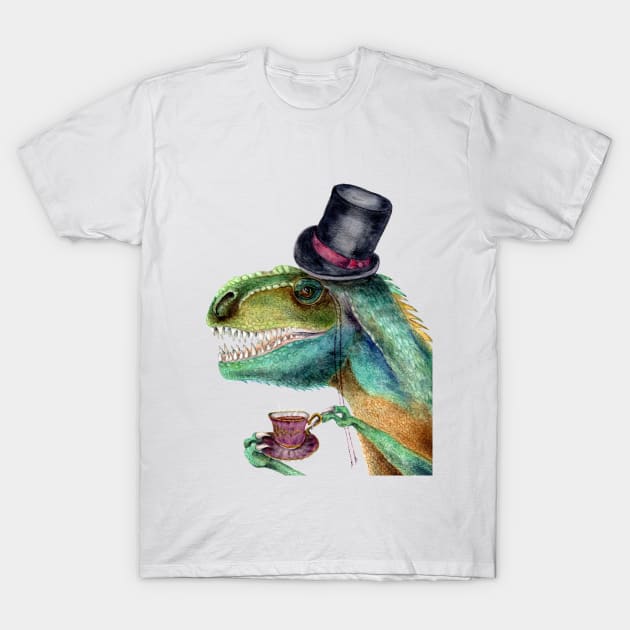 Victorian Gentleman Tyrannosaurus Rex T-Shirt by Goosi